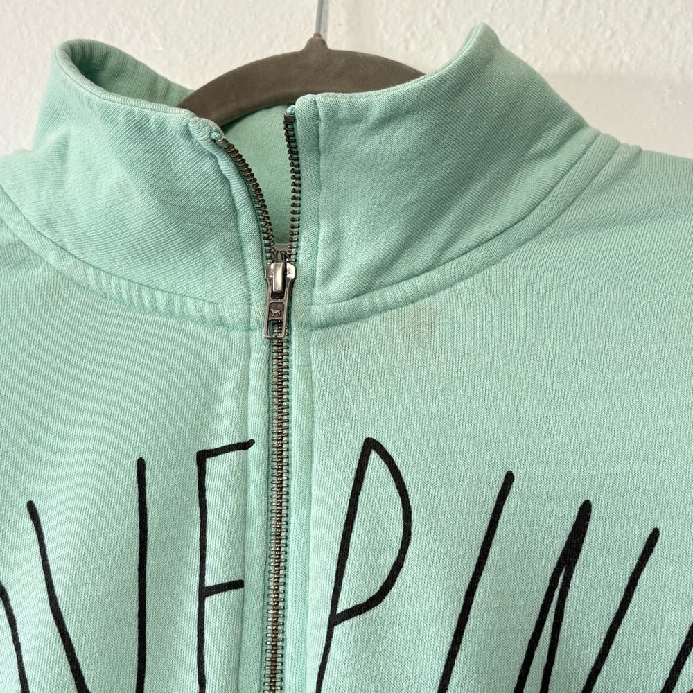 Y2K PINK Victoria's Secret Mint Green 'LOVE PINK' Quarter-Zip Sweatshirt Sz M - Picture 5 of 16